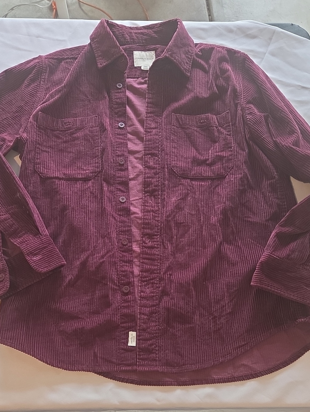 American Eagle Outfitters Men's Corduroy Button-Down Shirt - Wine